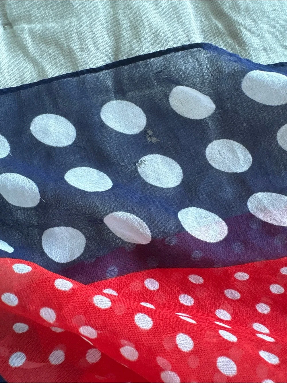 Polka Dot Red and Navy Lightweight Bandana Scarf